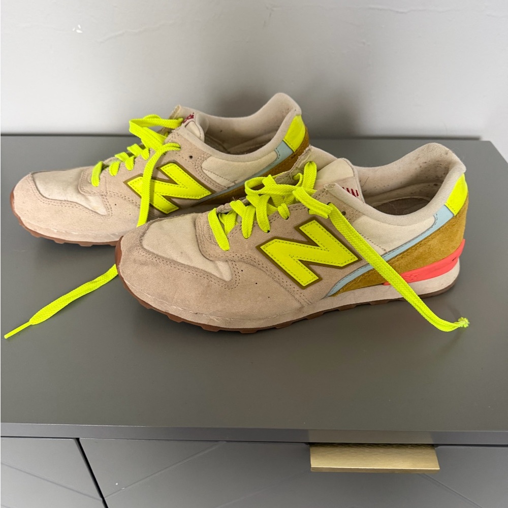 New Balance Beige and Neon Yellow Women's Shoes